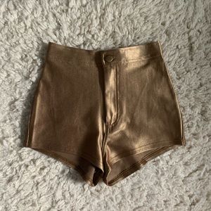 High waisted gold shorts